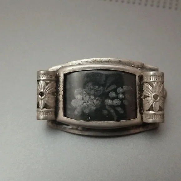 Antique Art DecoFiligree handmade handpaintedpin trombone clasp un…